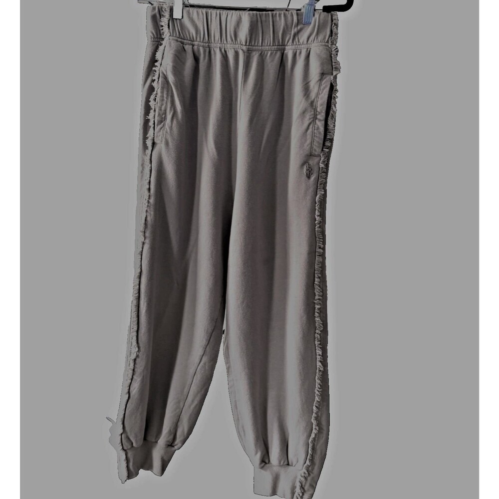 FREE PEOPLE Movement Where The Wind Blows Solid Joggers Gray Fringe Sz M